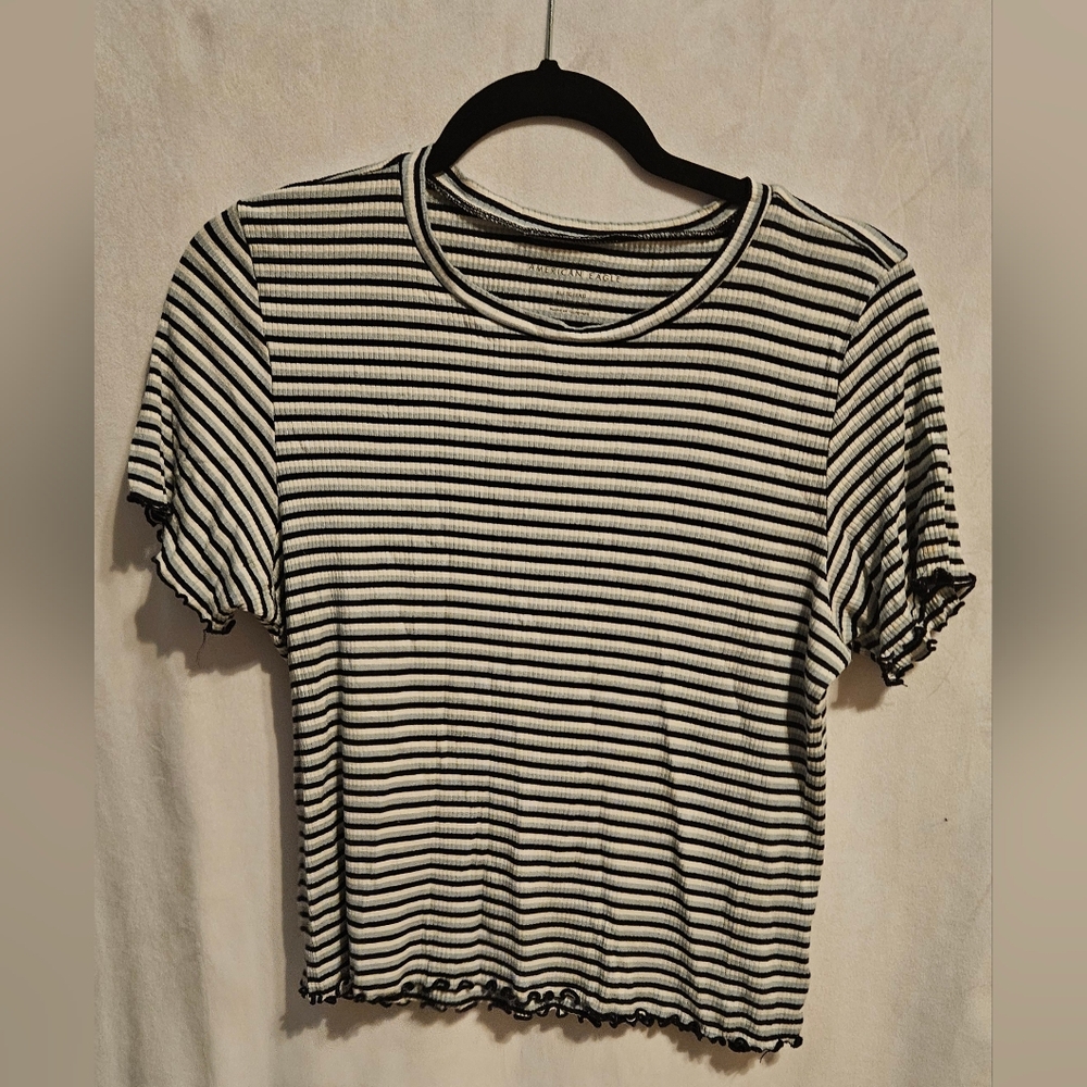 American Eagle Outfitters Striped Ribbed Tee